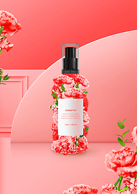 PSD 편집이미지 꽃 사람없음 화장품 코랄 이미지편집 식물 컬러 뷰티 파일형식