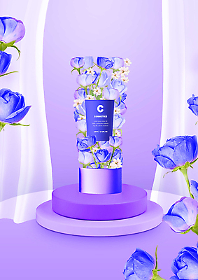 PSD 편집이미지 사람없음 파란색 장미 보라색 화장품 단상 이미지편집 꽃 컬러 뷰티 파일형식