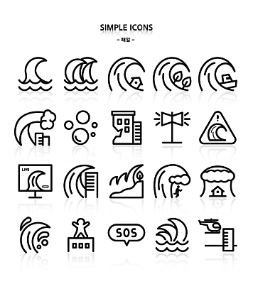 나무 아이콘 파도 바다 주택 사람모양 경고 사람없음 건물 손상 물방울 뉴스 헬리콥터 홍수 자연재해 라인아이콘 심플아이콘 구조요청 사이렌 쓰나미 해일 선박 2D아이콘 AI파일 모양 식물 건축물 컨셉 수상교통 비행기 구출 재해 파일형식 벡터