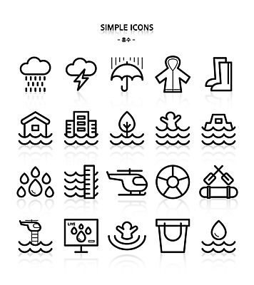 나무 아이콘 우산 자동차 주택 사람모양 장화 사람없음 건물 물방울 비 구출 헬리콥터 번개 일기예보 홍수 자연재해 양동이 라인아이콘 심플아이콘 우비 빠짐 비구름 구명보트 구명부환 2D아이콘 AI파일 자연요소 모양 식물 건축물 옷 육상교통 신발 날씨 비행기 도움 안전장비 먹구름 재해 튜브 파일형식 벡터 구름_자연