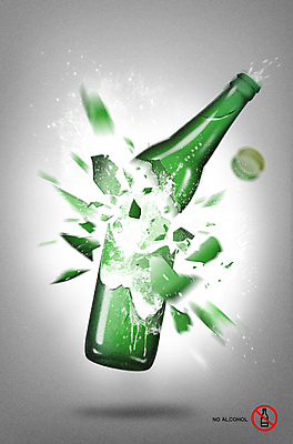 PSD 포스터 일러스트 사람없음 초록색 금지 뚜껑 파편 소주 소주병 금주 깨짐 국내일러스트 컬러 컨셉 술병 주류 파일형식