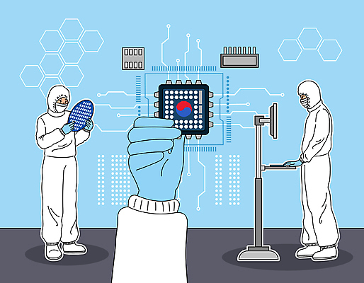 전신 손 일러스트 한국 들기 성인 두명 신체부위 컴퓨터 기계 관찰 태극 반도체 공학 반도체칩 전자부품 성인만 방역복 국내일러스트 AI파일 문양 옷 교육 아시아 모션 사람 전자제품 메모리칩 부속품 방역 파일형식 벡터