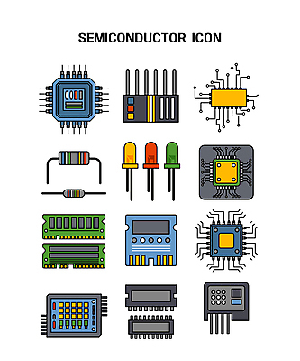 일러스트 사람없음 기계 다양 부속품 반도체 공학 반도체칩 전자부품 CPU 국내일러스트 AI파일 교육 다수 메모리칩 오브젝트 컴퓨터부품 파일형식 벡터