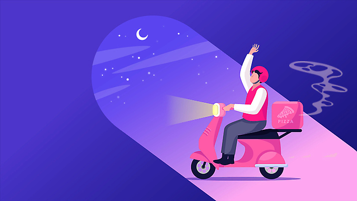 전신 남자 한명 성인 손들기 보라색 운전 오토바이 승차 야간 헬멧 전조등 배송 택배 아르바이트 성인남자한명만 음식배달 모션그래픽 MP4 MOV 자연요소 1 컬러 모션 조명 사람 바이크 운송업 보호장비 동영상 남자한명만 성인남자만 파일형식