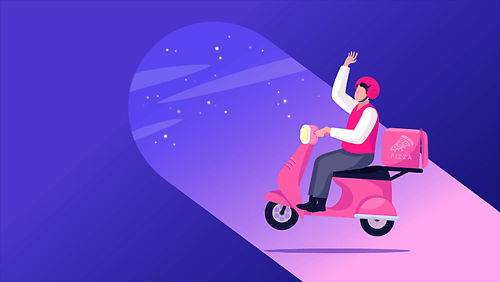 전신 남자 한명 성인 손들기 보라색 운전 오토바이 승차 야간 헬멧 전조등 배송 아르바이트 성인남자한명만 음식배달 모션그래픽 MP4 MOV 자연요소 1 컬러 모션 조명 사람 바이크 보호장비 동영상 남자한명만 성인남자만 파일형식