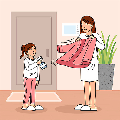 전신 여자 어린이 들기 소녀 성인 두명 외투 뿌리기 분무기 먼지제거 여자만 털기 모션그래픽 MP4 MOV 상의 모션 사람 동영상 파일형식