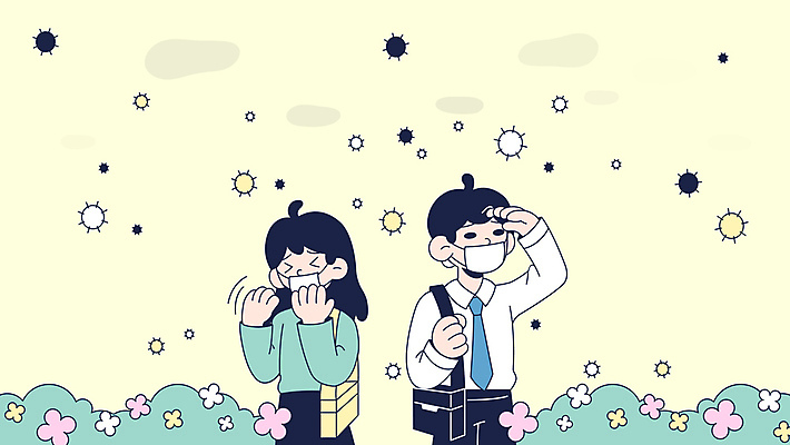 여자 남자 가방 마스크 들기 상반신 성인 두명 손들기 눈감음 비즈니스맨 비즈니스우먼 황사 성인만 미세먼지 모션그래픽 MP4 MOV 잡화 비즈니스 모션 사람 직장인 먼지 동영상 파일형식