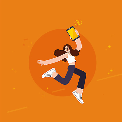 전신 여자 말풍선 모바일 한명 들기 성인 스마트폰 점프 주황색 기쁨 성인여자한명만 모션그래픽 MP4 MOV 1 감정 컬러 모션 사람 핸드폰 스마트기기 동영상 여자한명만 성인여자만 파일형식