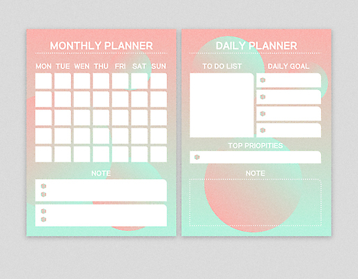 내지 분홍색 일러스트 문구용품 사람없음 세트 다이어리 팬시 그라데이션 꾸미기 민트색 플래너 카피스페이스 다꾸 국내일러스트 AI파일 컬러 사무용품 공백 오브젝트 신조어 약어 파일형식 벡터