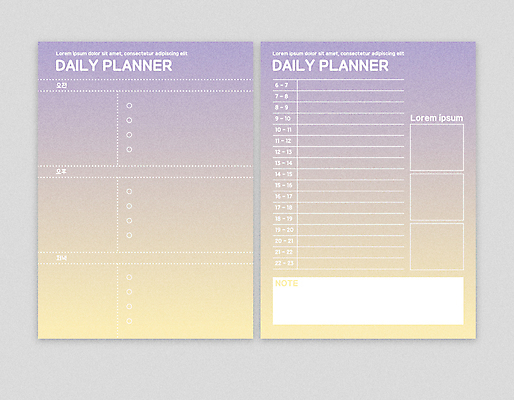 내지 일러스트 사람없음 세트 노란색 다이어리 보라색 팬시 그라데이션 꾸미기 플래너 카피스페이스 다꾸 국내일러스트 AI파일 컬러 사무용품 공백 신조어 약어 파일형식 벡터