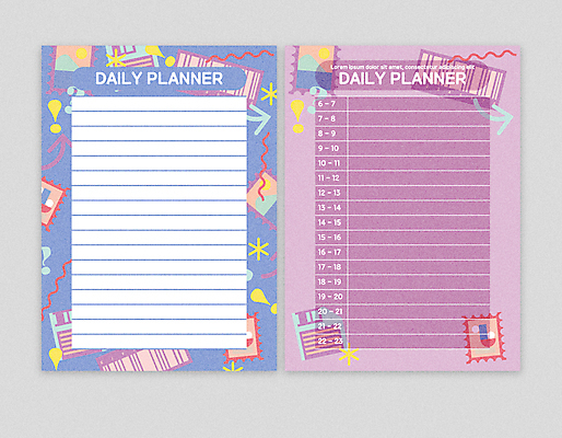 내지 일러스트 사람없음 파란색 세트 다이어리 보라색 팬시 꾸미기 플래너 카피스페이스 다꾸 국내일러스트 AI파일 컬러 사무용품 공백 신조어 약어 파일형식 벡터