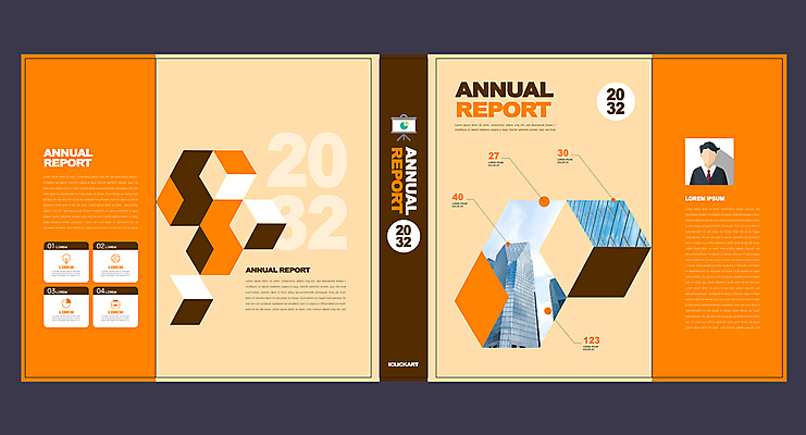 도형 템플릿 디자인 표지 북커버 회사 사람모양 사람없음 주황색 보고 애뉴얼리포트 이미지템플릿 AI파일 모양 컬러 비즈니스 발표 보고서 파일형식 벡터