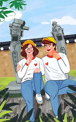 전신 PSD 커플 여자 남자 여행 일러스트 기와 앉기 여러명 성인 두명 경주 커플룩 장승 성인만 기와담장 어깨에손 국내일러스트 옷 다수 관계 모션 사람 담장 경상북도 파일형식