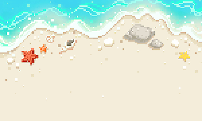 PSD 모래 파도 백그라운드 일러스트 불가사리 해변 사람없음 모래사장 조약돌 베이지색 픽셀 국내일러스트 바다 컬러 극피동물 돌_바위 파일형식