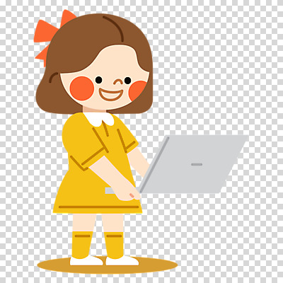 전신 편집이미지 원피스 여자 어린이 한명 들기 누끼 소녀 노트북 노란색 PNG 소녀한명만 1 옷 컬러 모션 사람 전자제품 여자한명만 소녀만 파일형식