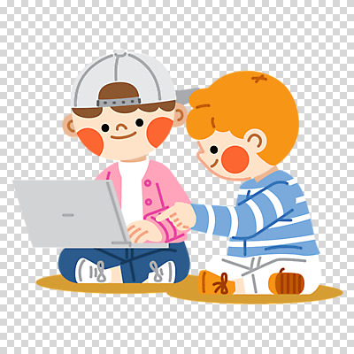 전신 편집이미지 응시 남자 어린이 누끼 앉기 소년 두명 노트북 가리킴 PNG 소년만 시선 모션 사람 손짓 전자제품 남자만 어린이만 파일형식