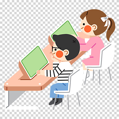 전신 편집이미지 학생 응시 여자 남자 어린이 의자 누끼 앉기 소녀 소년 두명 학습 스크린 모니터 턱괴기 집중 책상 PNG 어린이만 시선 교육 가구 컨셉 모션 사람 컴퓨터 파일형식