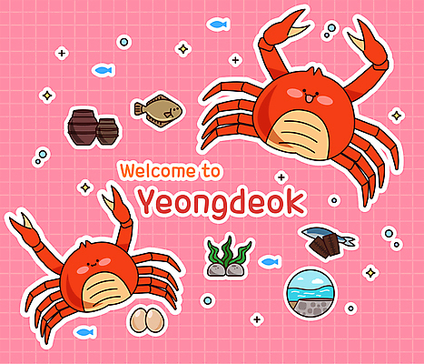 캐릭터 바다 일러스트 사람없음 계란 봄 항아리 미역 대게 가자미 영덕 과메기 제철음식 월간캐릭터 일러캐릭터 AI파일 계절 음식 어류 알 게 도자기 해조류 경상북도 제철 파일형식 벡터