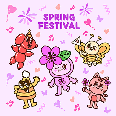 캐릭터 나비 일러스트 윙크 들기 사람없음 손들기 마주보기 축제 고양이 봄 고깔모자 하트 깃발 진달래 풍선 연보라색 월간캐릭터 일러캐릭터 AI파일 모양 모자_잡화 계절 꽃 곤충 포유류 모션 표정 반려동물 보라색 파일형식 벡터