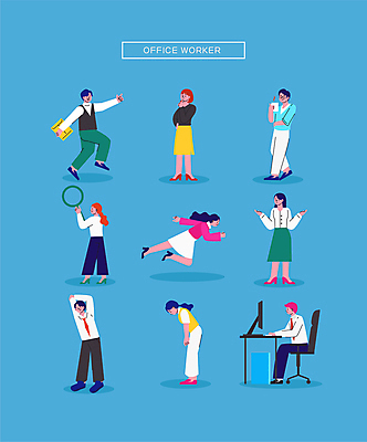 전신 여자 남자 의자 일러스트 비즈니스 돋보기 서류봉투 허리숙이기 서기 들기 앉기 정장 손짓 여러명 성인 노트북 달리기 걷기 모니터 스트레칭 머그컵 가리킴 타이핑 업무 직장인 고민 성인만 월간캐릭터 일러캐릭터 AI파일 직업 캐릭터 옷 감정 가구 다수 모션 봉투 숙이기 사람 컵 전자제품 컴퓨터 운동 작업 파일형식 벡터