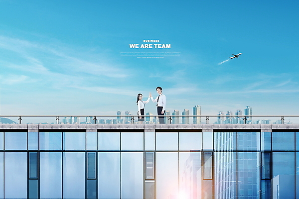 PSD 편집이미지 여자 남자 비즈니스 하늘 협력 비행기 정장 빌딩 상반신 20대 성인 두명 건물 30대 파란색 빛 한국인 도시 직장인 옥상 하이파이브 성인만 이미지편집 직업 건축물 옷 컬러 항공교통 대중교통 사람 동양인 손짓 청년 장년 파일형식