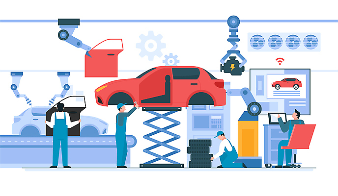 전신 남자 일러스트 공장 자동차 서기 들기 앉기 여러명 성인 파란색 스크린 기계 올려보기 스패너 무릎꿇기 직원 타이어 시스템 차량부품 엔진 생산라인 자동화 작동 성인남자만 자동차공장 카리프트 국내일러스트 AI파일 육상교통 컬러 다수 공업 모션 사람 공구 부속품 차량용품 남자만 성인만 파일형식 벡터