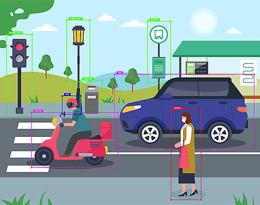 전신 여자 남자 가로등 일러스트 자동차 거리 성인 두명 걷기 자료 오토바이 쓰레기통 버스정류장 승차 신호등 분석 버스표지판 성인만 AI_인공지능 국내일러스트 AI파일 공공시설 육상교통 컨셉 모션 사람 바이크 표지판 역 파일형식 벡터