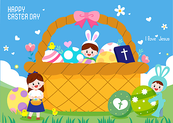 전신 여자 남자 어린이 일러스트 들기 소녀 소년 상반신 세명 파란색 바구니 성경 토끼 토끼머리띠 부활절계란 토끼옷 어린이만 국내일러스트 AI파일 옷 컬러 종교용품 포유류 모션 부활절 사람 반려동물 계란 머리띠 파일형식 벡터