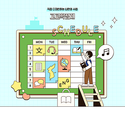 전신 남자 하늘색 가방 일러스트 사다리 교과목 청소년 고등학생 고등학교 한명 들기 책 칠판 시간표 일정표 정책 십대남자한명만 고교학점제 국내일러스트 AI파일 1 학생 잡화 교육 학교 모션 사람 파란색 도구 계획 학점 남자한명만 십대남자만 파일형식 벡터 고등교육