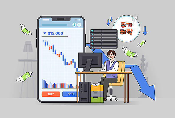 전신 남자 화살표 지폐 날개 의자 일러스트 그래프 한명 앉기 성인 경제 스마트폰 컴퓨터 모니터 타이핑 찡그림 주식 하락 책상 주가 경제불황 곤란 서류보관함 주가하락 성인남자한명만 국내일러스트 AI파일 1 가구 컨셉 돈 모션 표정 사람 금융 전자제품 핸드폰 스마트기기 보관함 불황 남자한명만 성인남자만 파일형식 벡터