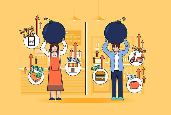 전신 여자 남자 실루엣 화살표 가구 일러스트 식재료 들기 성인 두명 경제 스마트폰 핸드폰 상점 돼지저금통 오토바이 햄버거 한숨 폭탄 고객 상승 금리 경제불황 곤란 식비 성인만 소상공인 수수료 임대료 배달어플 배달비 국내일러스트 AI파일 직업 생활용품 컨셉 모션 부동산 패스트푸드 촬영기법 사람 금융 전자제품 스마트기기 바이크 저금통 폭발물 상인 배송 불황 요금 파일형식 벡터 비용