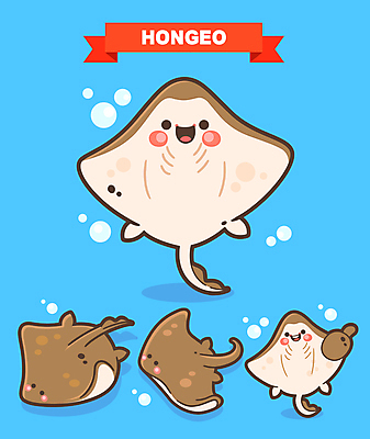 캐릭터 일러스트 미소 사람없음 축제 따봉 가오리 홍어 지역축제 대한민국축제 일러캐릭터 AI파일 표정 어류 최고 파일형식 벡터