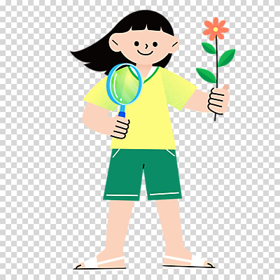 전신 편집이미지 여자 꽃 어린이 돋보기 한명 들기 누끼 소녀 관찰 자연학습 PNG 소녀한명만 식물 1 모션 사람 체험학습 여자한명만 소녀만 파일형식