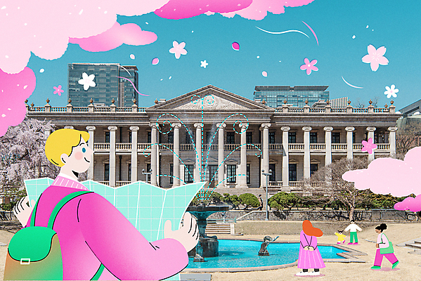 전신 외국인 여자 남자 어린이 여행 지도 일러스트 들기 소녀 여러명 상반신 성인 여행객 국내여행 석조전 국내일러스트 AI파일 다수 모션 사람 인종 덕수궁 파일형식 벡터