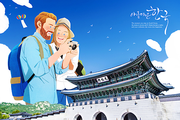 PSD 외국인 커플 여자 남자 여행 일러스트 들기 상반신 성인 두명 여행객 카메라 광화문 국내여행 성인만 국내일러스트 관계 모션 한국 사람 인종 전자제품 랜드마크 파일형식