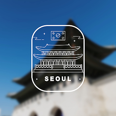 라인일러스트 일러스트 서울 사람없음 라벨 태극기 경복궁 랜드마크 국내일러스트 AI파일 프레임 한국 궁전 국기 파일형식 벡터