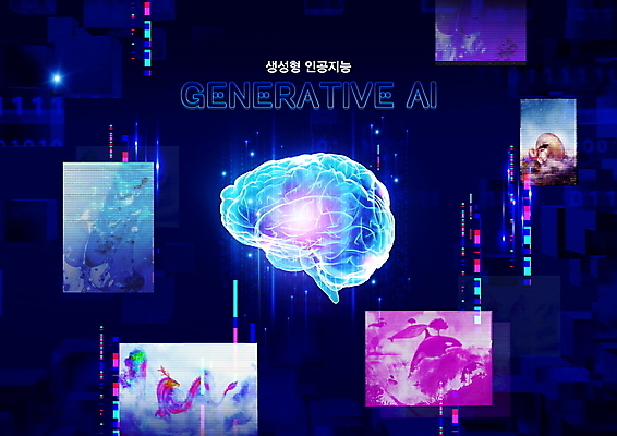 PSD 편집이미지 사람없음 파란색 빛 디지털 자료 제조 두뇌 그림 이미지 생성 AI_인공지능 이미지편집 컬러 뇌 파일형식