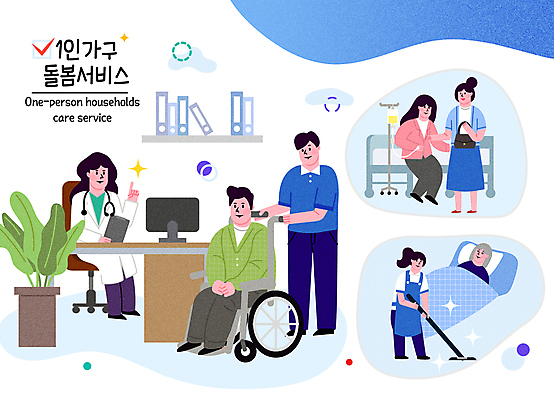 전신 여자 노년 남자 의자 일러스트 앉기 여러명 성인 파란색 눕기 진료 변화 링거 청소 서비스 휠체어 돌봄 링거걸이 부축 자취 정책 돌봄서비스 국내일러스트 AI파일 컬러 가구 다수 컨셉 의학 의료기기 모션 사람 파일형식 벡터