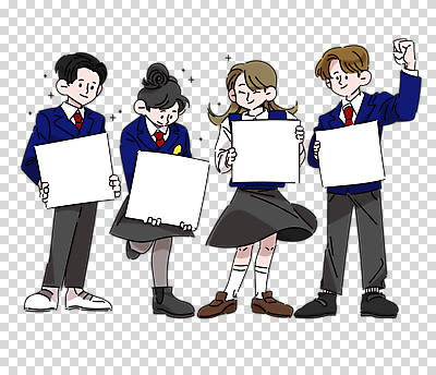 전신 편집이미지 학생 여자 교육 남자 교복 종이 응원 청소년 프레임 웃음 들기 누끼 여러명 파이팅 PNG 십대만 옷 다수 모션 표정 사람 파일형식
