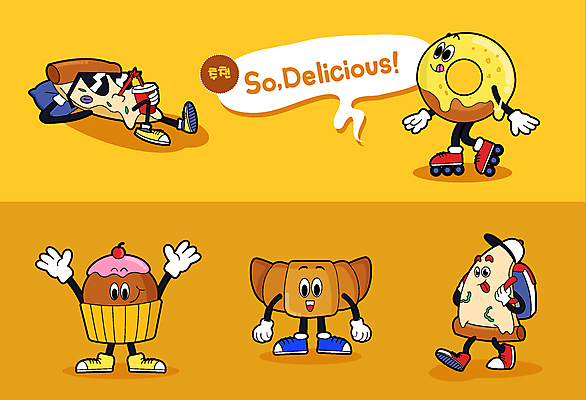 캐릭터 음식 말풍선 가방 일러스트 휴식 피자 서기 사람없음 선글라스 눕기 노란색 손들기 걷기 마시기 잡기 도넛 롤러블레이드 컵케이크 크루아상 콜라 맛있는 일러캐릭터 AI파일 잡화 안경 빵 컬러 컨셉 모션 디저트 패스트푸드 서양음식 취미 케이크 탄산음료 파일형식 벡터