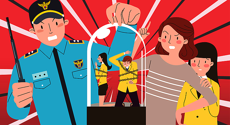 전신 학생 여자 남자 교복 허리손 일러스트 청소년 들기 여러명 성인 분노 가리킴 경찰 무릎꿇기 쇠사슬 체벌 묶기 경광봉 학부모 숨기 학교폭력 국내일러스트 AI파일 직업 옷 감정 포즈 다수 모션 사람 손짓 부모 폭력 파일형식 벡터