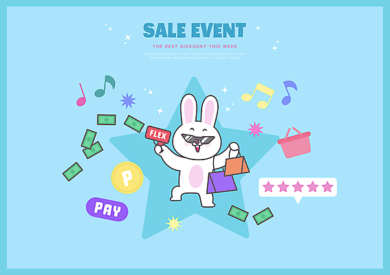 캐릭터 하늘색 지폐 음표 일러스트 들기 사람없음 선글라스 쇼핑백 세일 토끼 장바구니 포인트 별점 플렉스 머니건 일러캐릭터 AI파일 기호 안경 음악 돈 가방 포유류 모션 금융 파란색 반려동물 쇼핑 바구니 총 점수 신조어 평가 파일형식 벡터