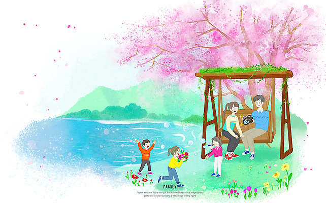 전신 PSD 여자 남자 호수 어린이 꽃다발 일러스트 가족 서기 들기 앉기 소녀 소년 여러명 성인 달리기 카메라 사진촬영 봄 만세 들꽃 벚꽃 비눗방울 벚나무 그네 국내일러스트 나무 계절 꽃 다수 관계 모션 사람 전자제품 촬영 파일형식