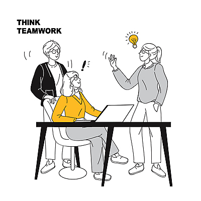 전신 여자 남자 의자 일러스트 비즈니스 탁자 협력 앉기 성인 세명 노트북 토론 손내밀기 주머니손 전구모양 성인만 국내일러스트 AI파일 모양 가구 전구 모션 사람 손짓 전자제품 파일형식 벡터