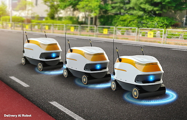 PSD 편집이미지 도로 사람없음 과학기술 로봇 배송 자율주행 AI_인공지능 이미지편집 길 교통시설 기술 운전 파일형식 4차산업