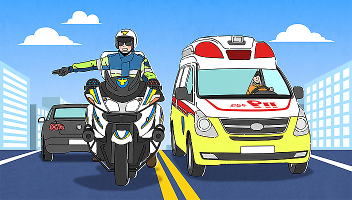 전신 남자 하늘색 일러스트 상반신 성인 두명 바이크 운전 오토바이 가리킴 경찰 지시 119 교통경찰 교통정리 구급대 출동 성인남자만 싸이카 국내일러스트 AI파일 직업 육상교통 교통 모션 사람 손짓 파란색 소방 경찰차 전화번호 남자만 성인만 파일형식 벡터