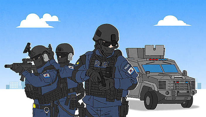 남자 하늘색 일러스트 들기 상반신 성인 세명 총 장갑차 방탄복 경찰특공대 출동 특수장비 성인남자만 국내일러스트 AI파일 옷 무기 모션 사람 파란색 장비 경찰 전투차량 남자만 성인만 파일형식 벡터