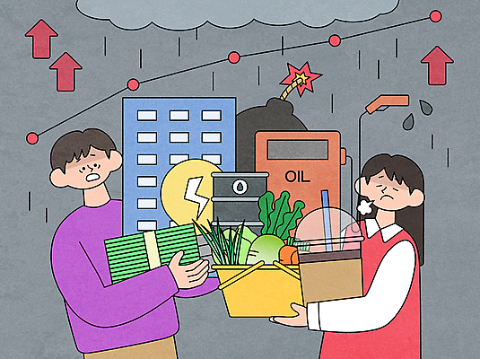 여자 남자 커피 지폐 일러스트 식재료 들기 상반신 성인 두명 건물 경제 바구니 시세 비 한숨 석유 폭탄 걱정 상승 곤란 기름통 부담 생활비 우울감 월세 성인만 전기세 국내일러스트 AI파일 자연요소 건축물 감정 음료 컨셉 돈 모션 부동산 날씨 통 사람 금융 폭발물 세금 파일형식 벡터