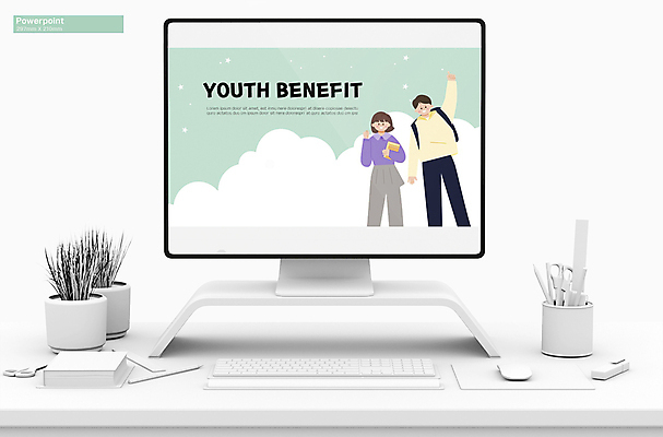 전신 템플릿 여자 남자 들기 성인 두명 책 초록색 파이팅 PPT 프레젠테이션 복지 문서템플릿 지원 성인만 애니형PPT 9P 혜택 청년정책 이미지템플릿 컬러 모션 사람 사회이슈 파일형식