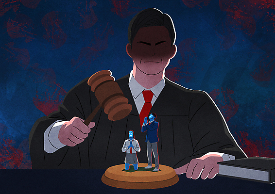 전신 PSD 여자 남자 교복 일러스트 청소년 서기 들기 정장 상반신 성인 세명 심판 무릎꿇기 판사 괴로움 의사봉 재판 손모으기 법관 법전 폭행 피해자 학교폭력 가해자 국내일러스트 옷 감정 모션 사람 손짓 책 피해 폭력 범죄 법률가 법 파일형식